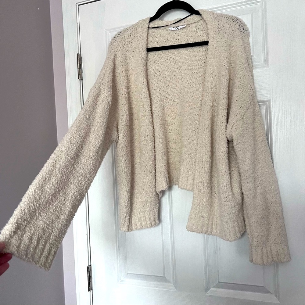 Plush Wide Sleeve Cream Cardigan